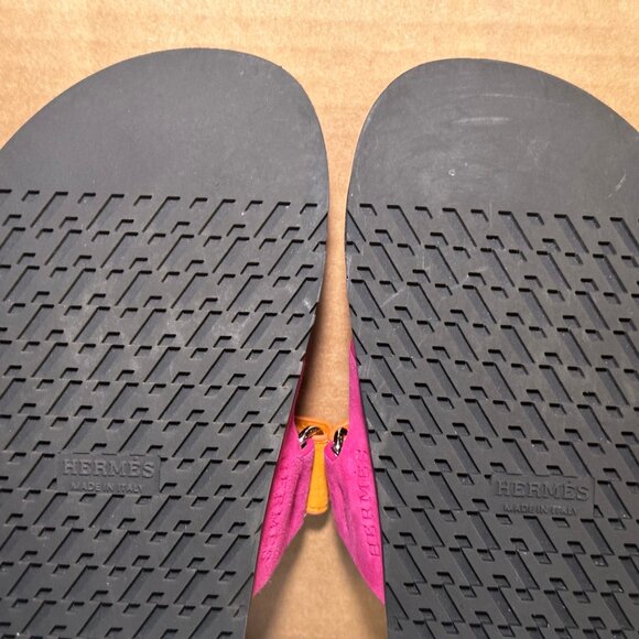 HERMES Suede Women’s Chypre Sandals Rose Chapas Orange Goatskin US 6 / EU 36 - Picture 7 of 10